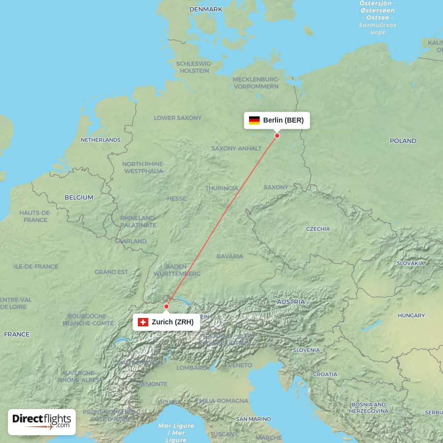 BER - ZRH route map