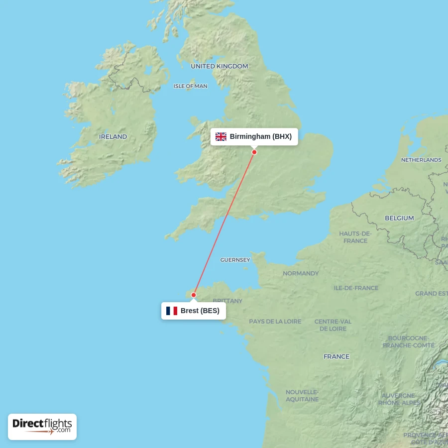 BES - BHX route map