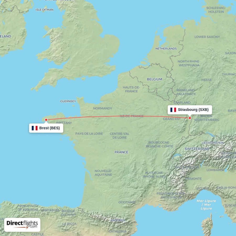 BES - SXB route map