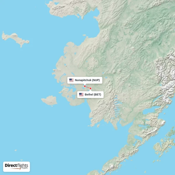 Bethel - Nunapitchuk direct flight map