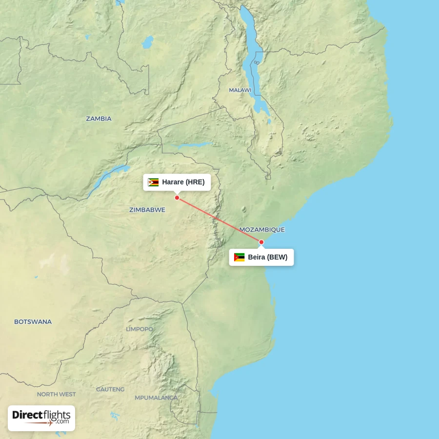 BEW - HRE route map