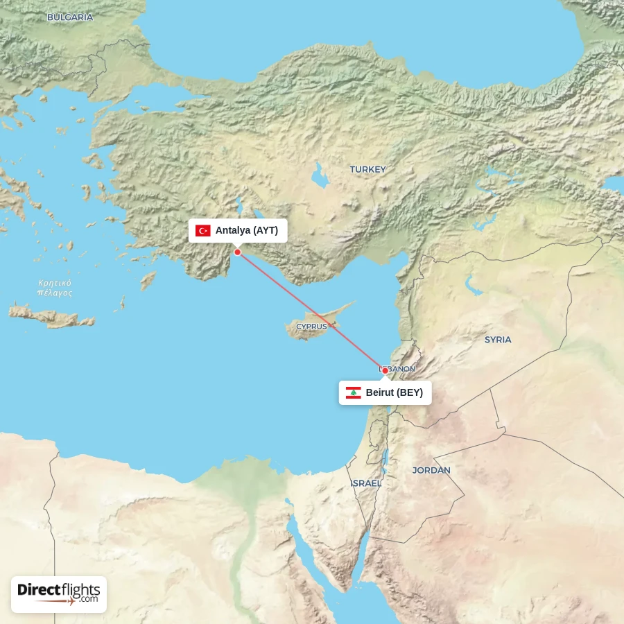 BEY - AYT route map