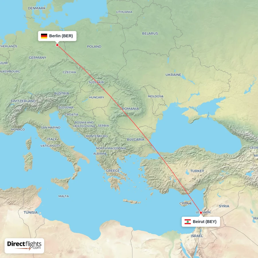 BEY - BER route map