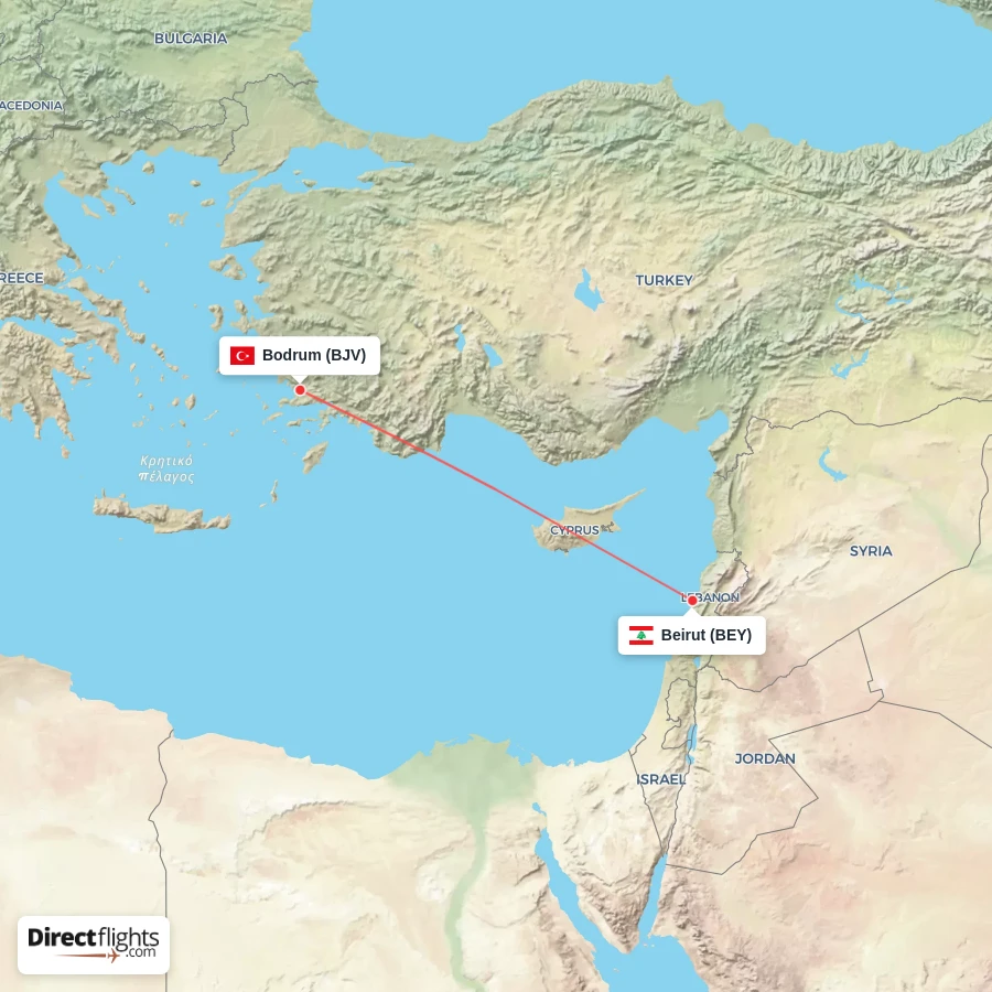 BEY - BJV route map
