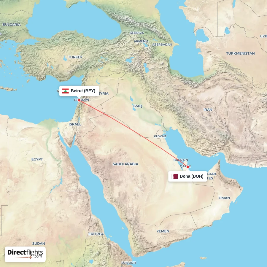 BEY - DOH route map