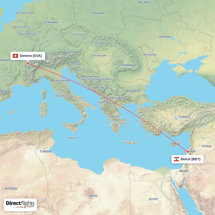 BEY - GVA route map