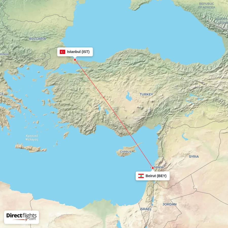 BEY - IST route map