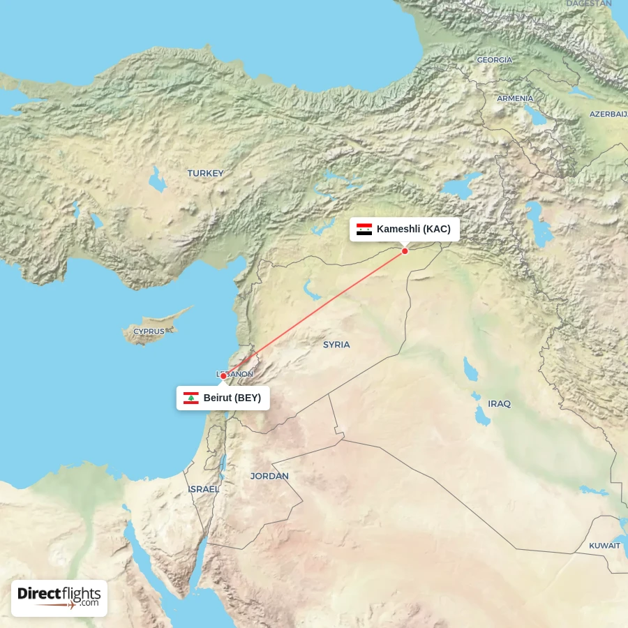 BEY - KAC route map