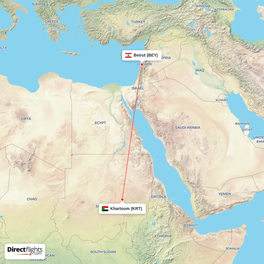 BEY - KRT route map