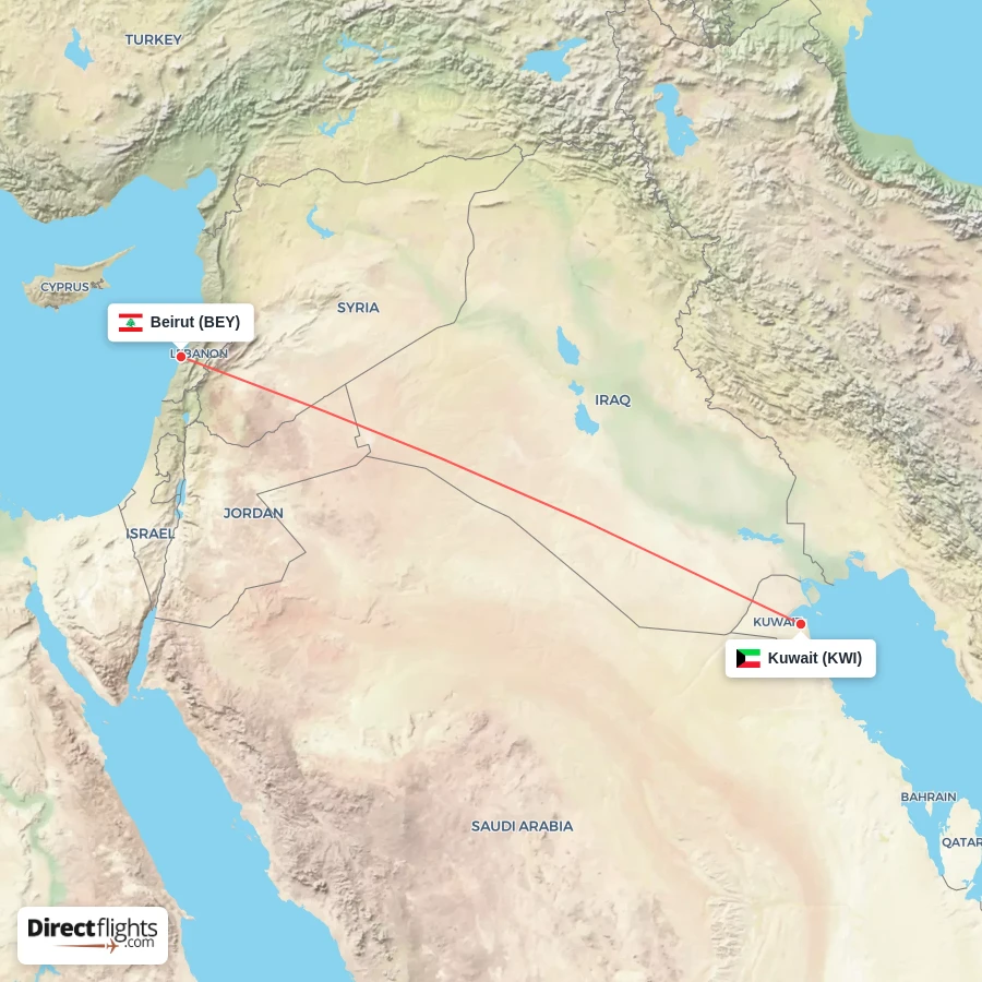 BEY - KWI route map