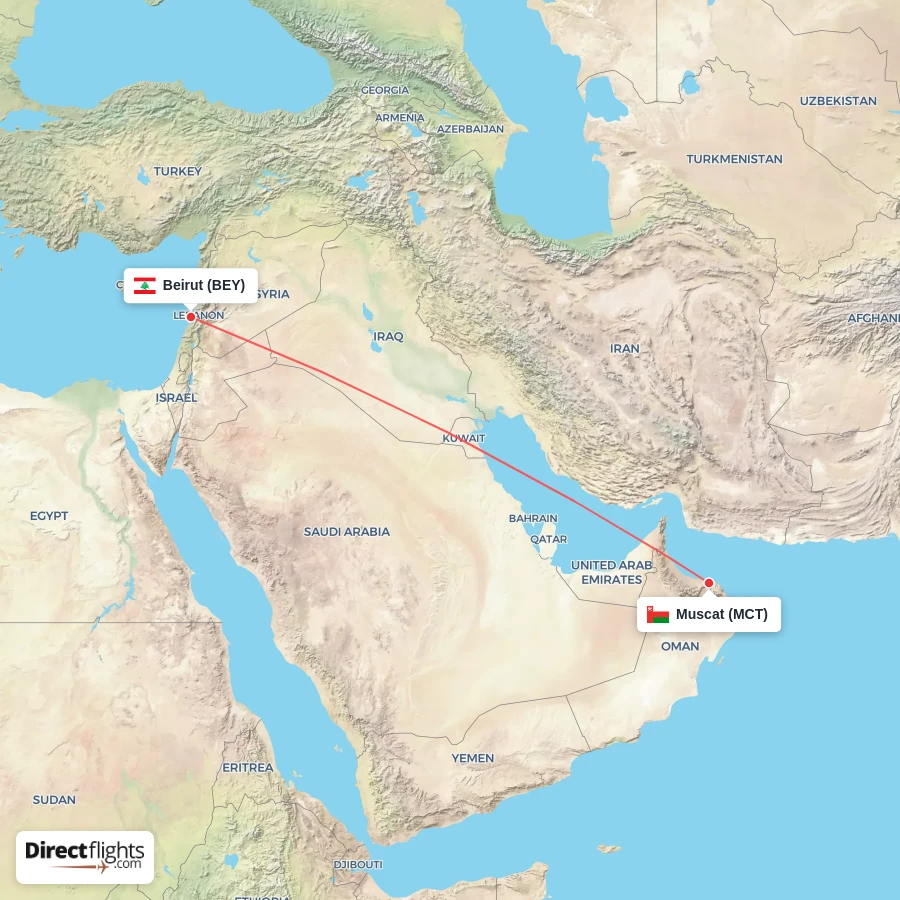 BEY - MCT route map