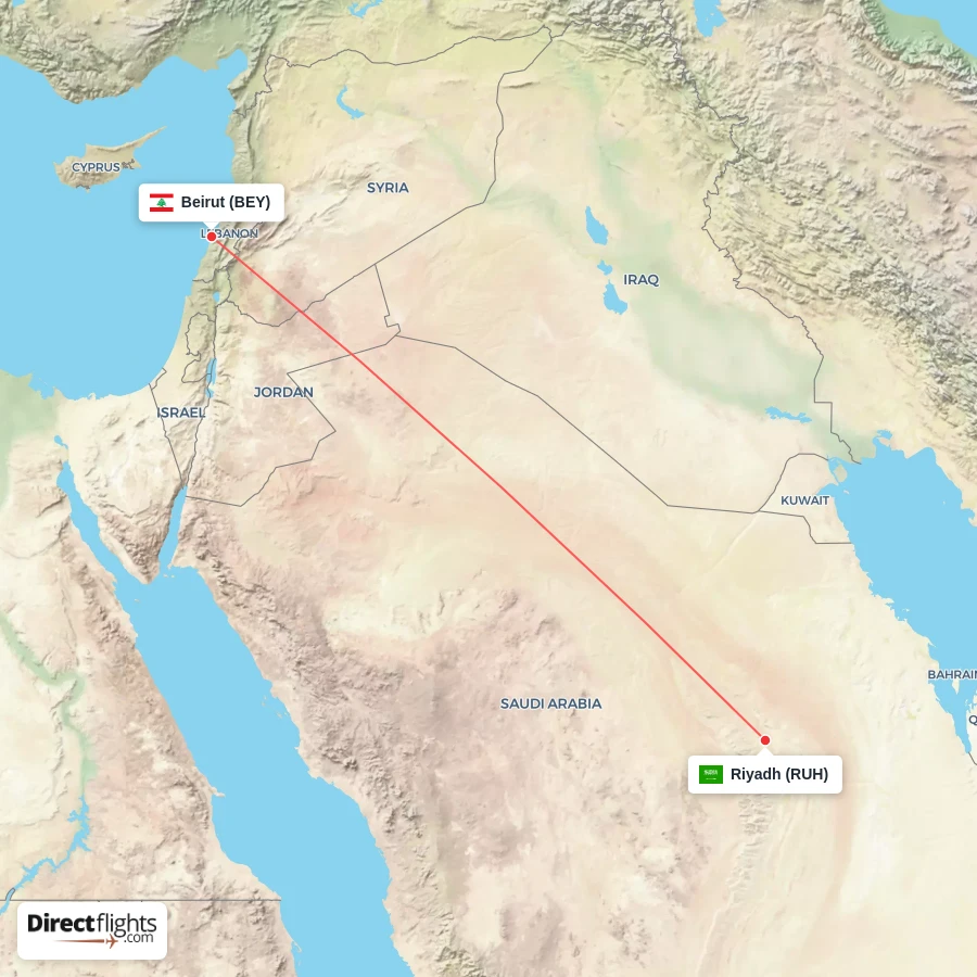 BEY - RUH route map