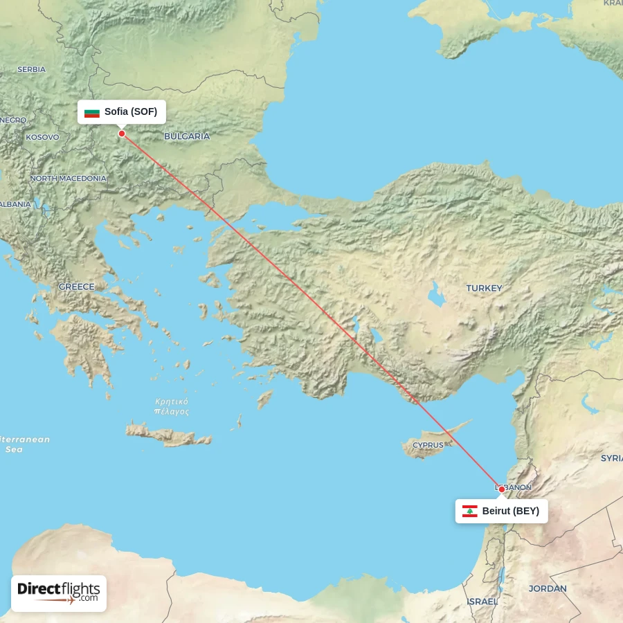 BEY - SOF route map