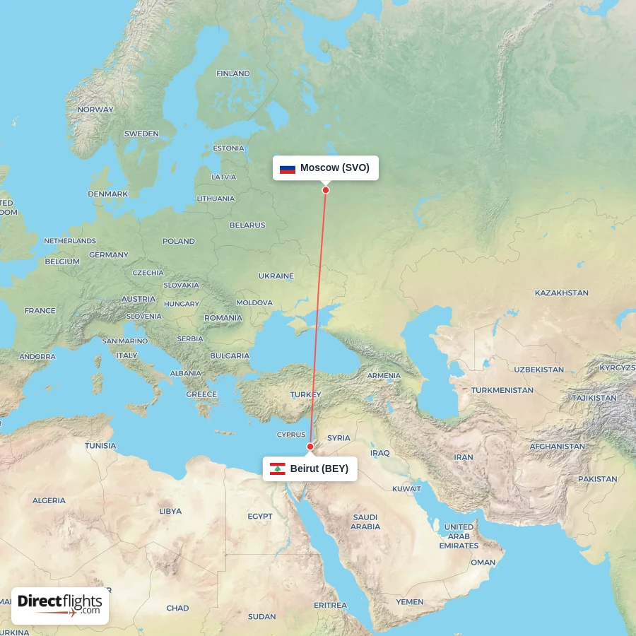 BEY - SVO route map