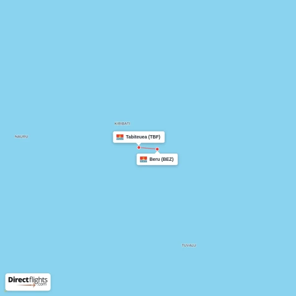 Beru - Tabiteuea direct flight map