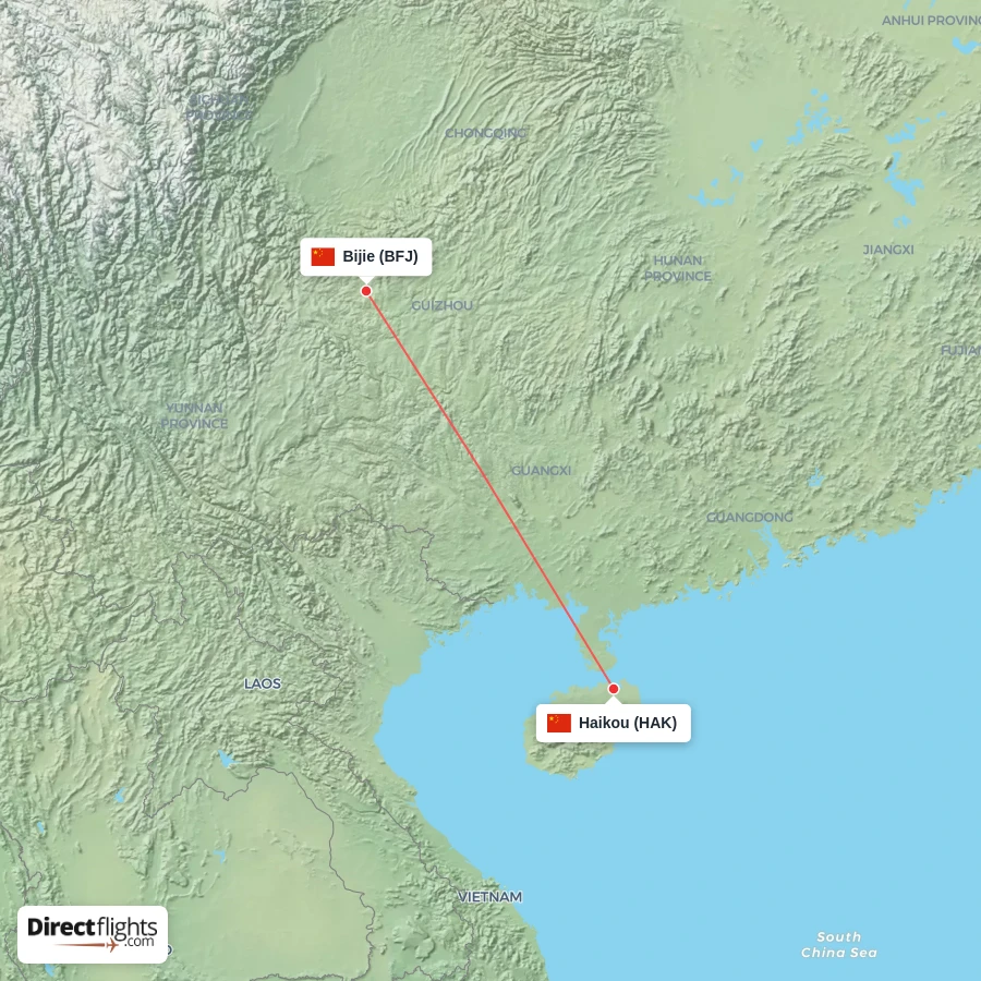 BFJ - HAK route map