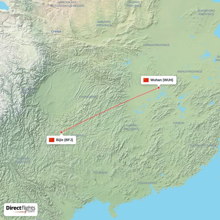 BFJ - WUH route map