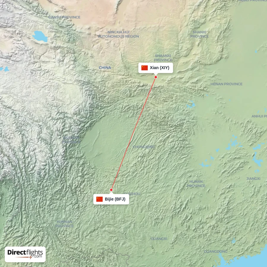 BFJ - XIY route map