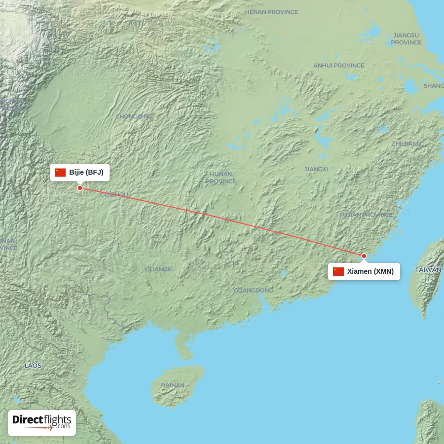 BFJ - XMN route map