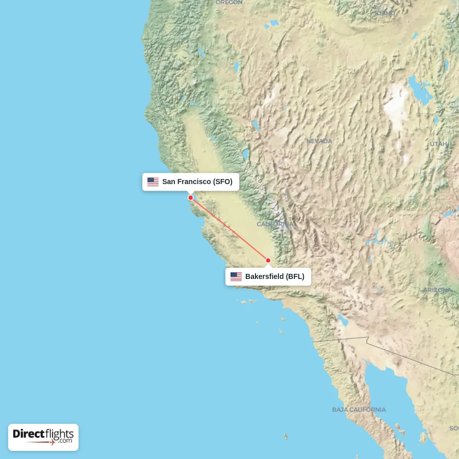 BFL - SFO route map