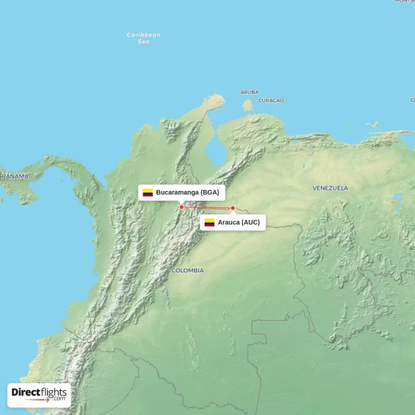 Bucaramanga - Arauca direct flight map