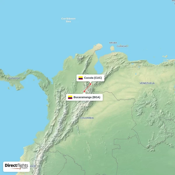 Bucaramanga - Cucuta direct flight map