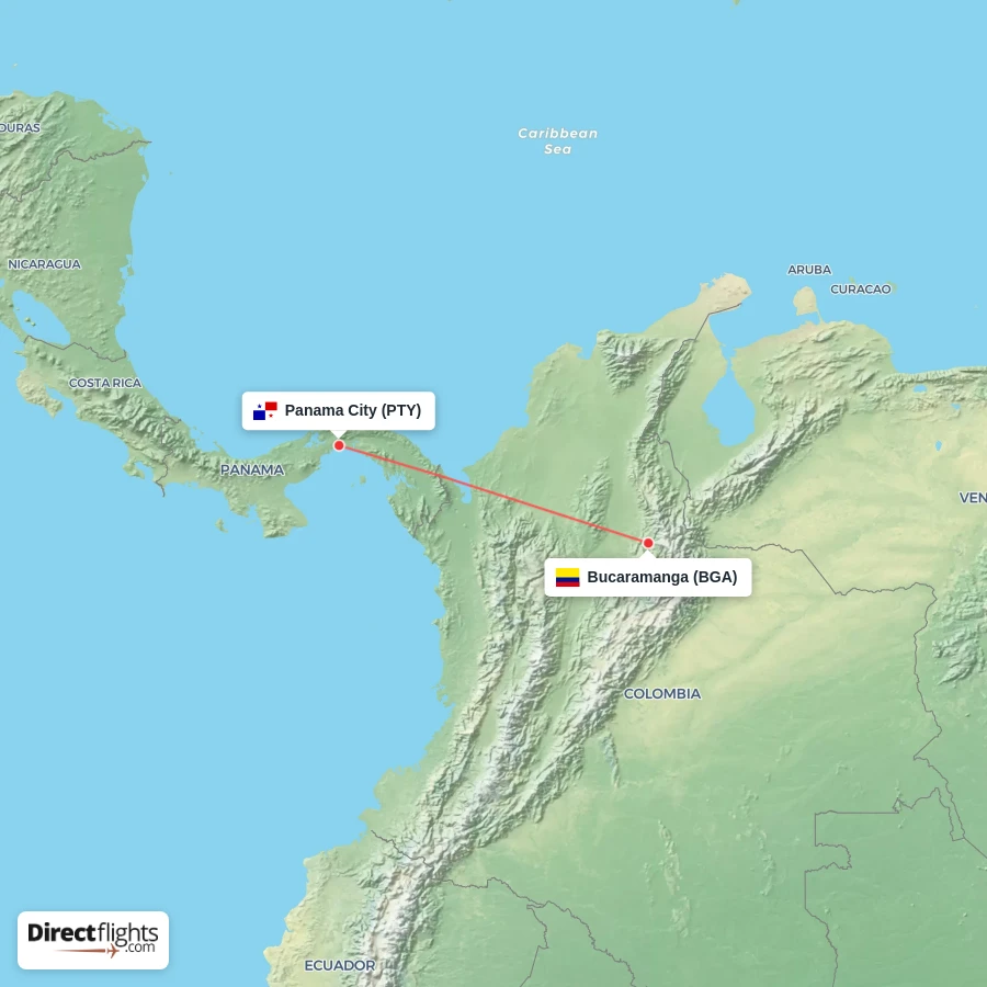 BGA - PTY route map