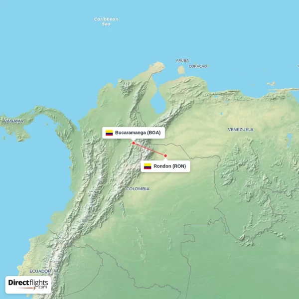 Bucaramanga - Rondon direct flight map