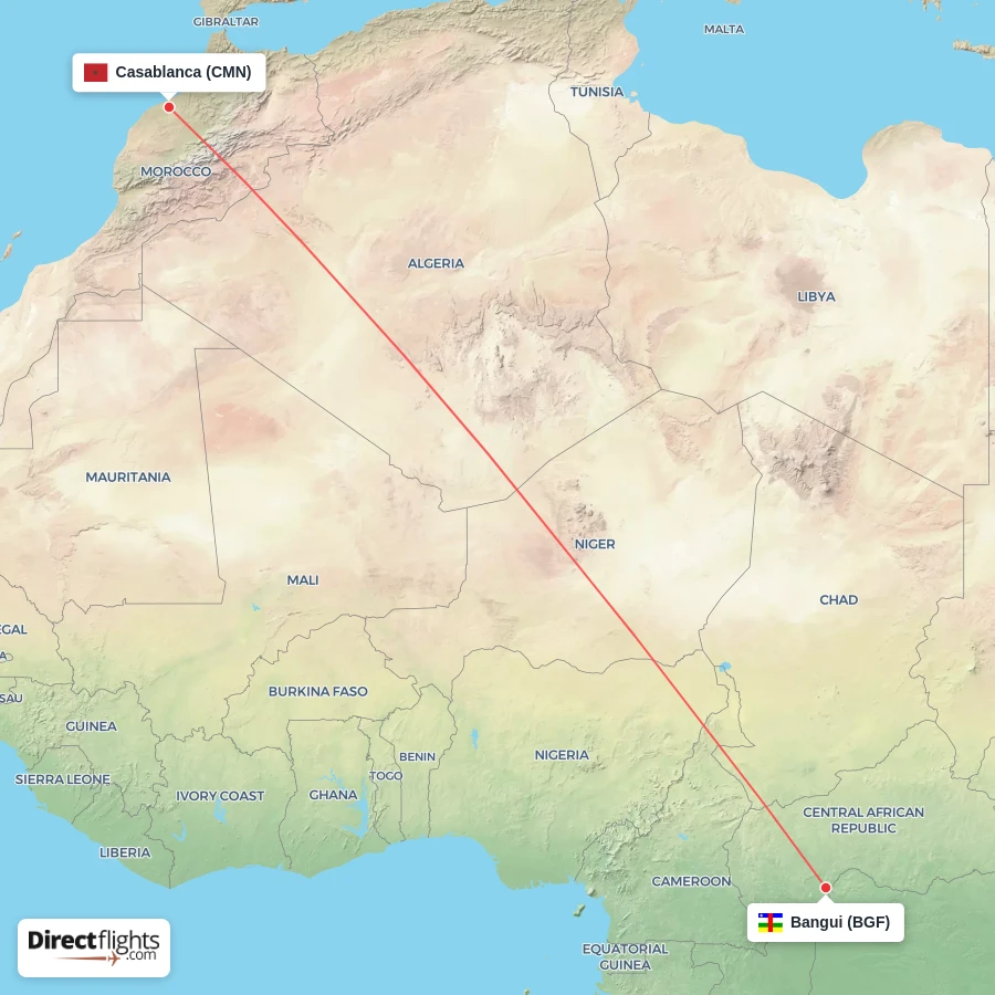 BGF - CMN route map