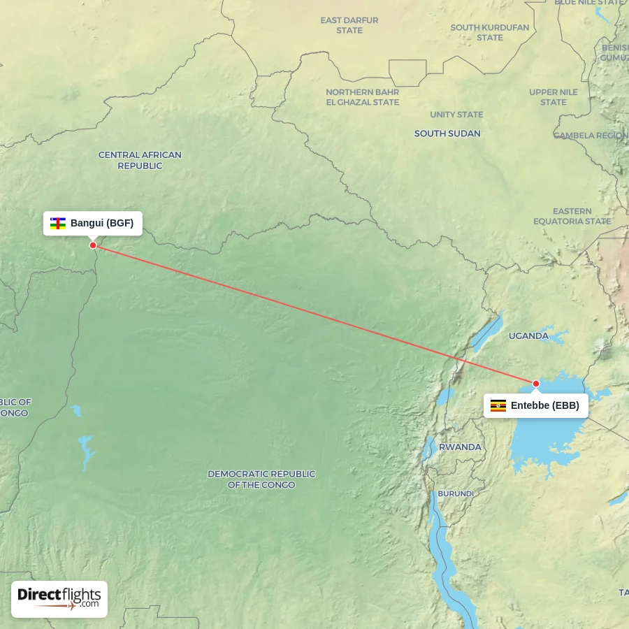 BGF - EBB route map