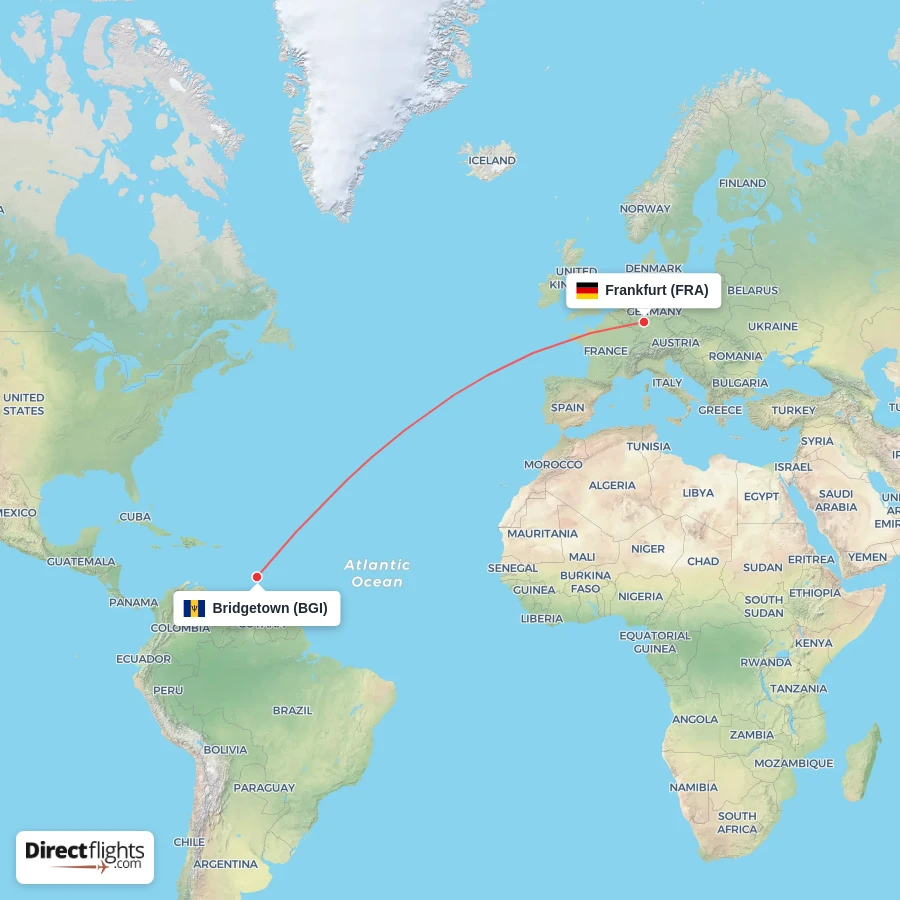 BGI - FRA route map