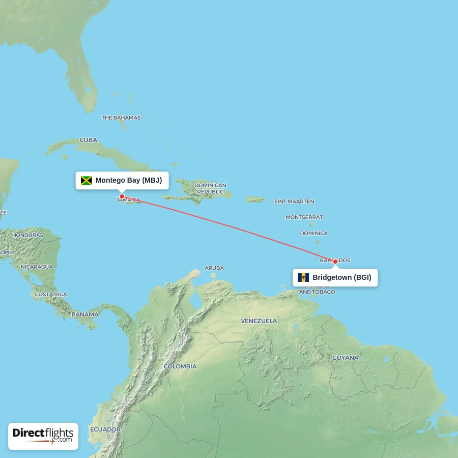 BGI - MBJ route map