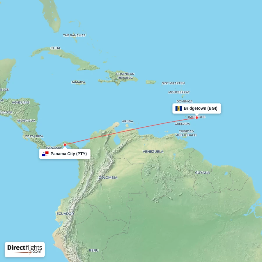 BGI - PTY route map