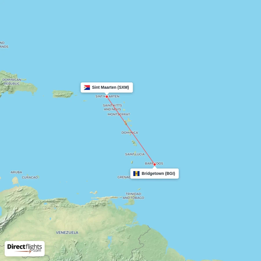 BGI - SXM route map
