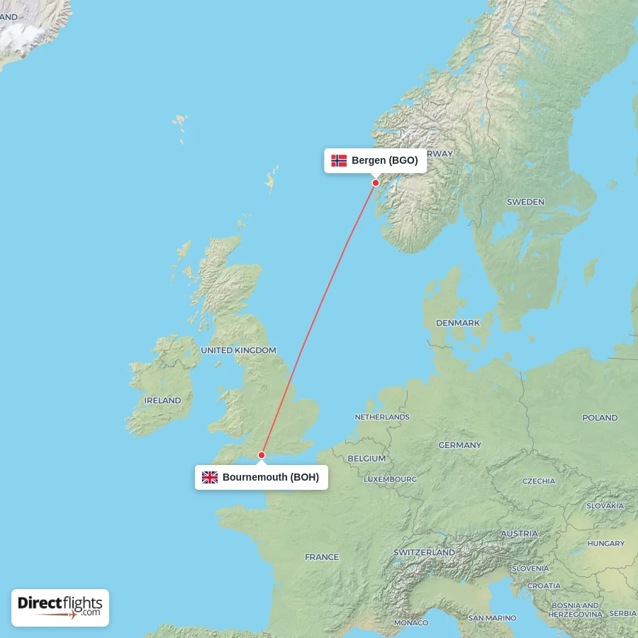 BGO - BOH route map