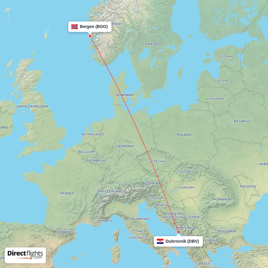 BGO - DBV route map