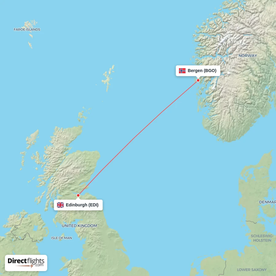 BGO - EDI route map
