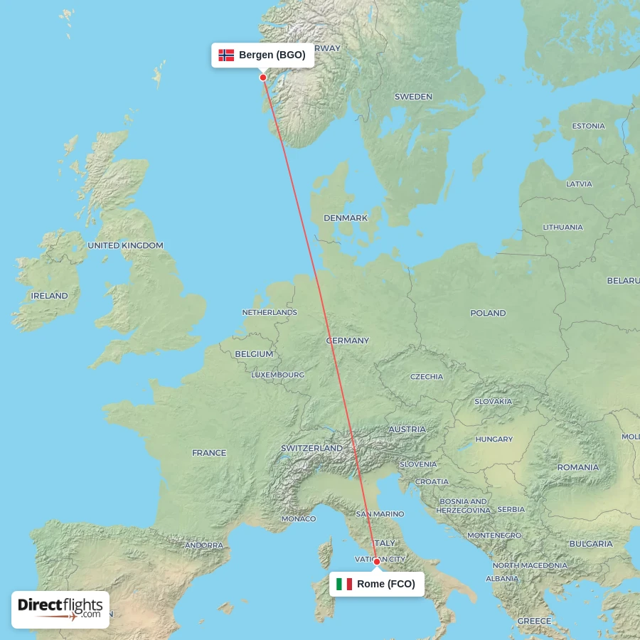 BGO - FCO route map
