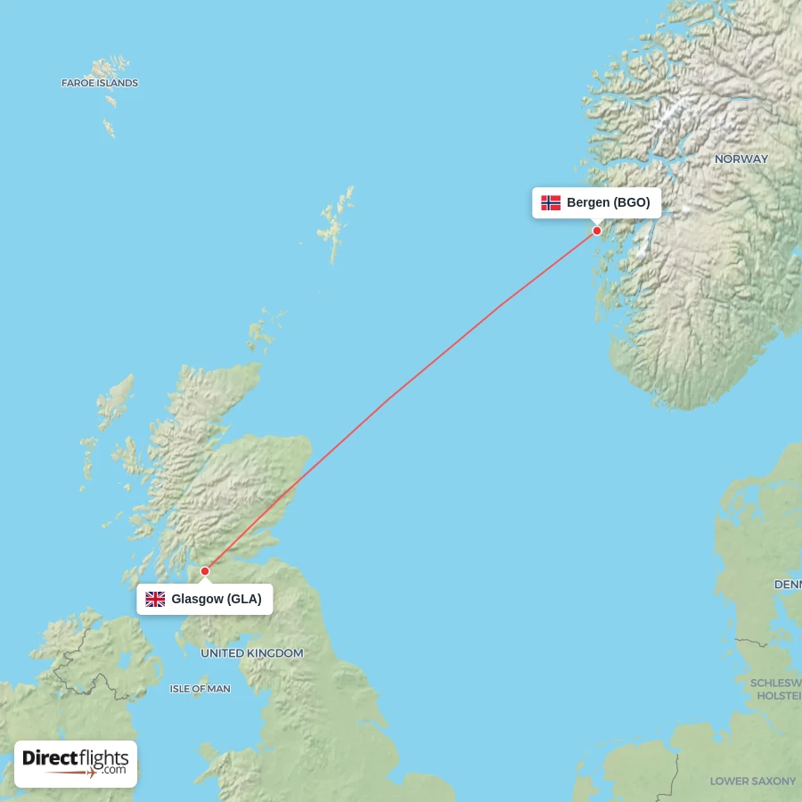 BGO - GLA route map