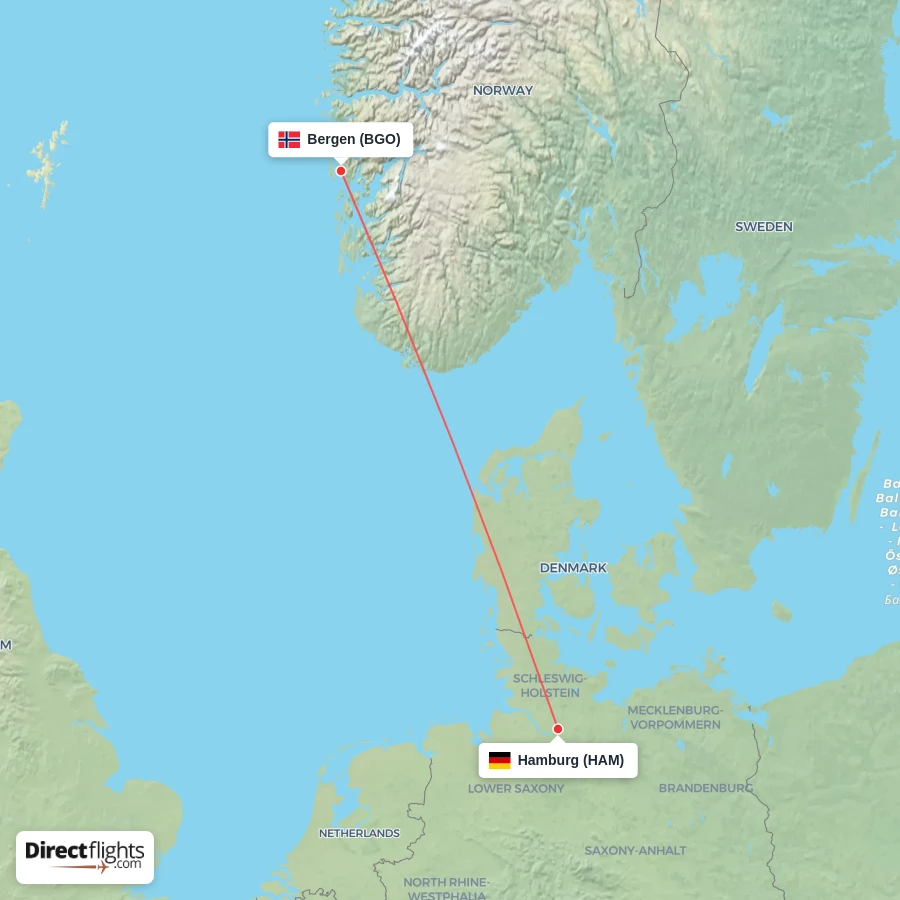 BGO - HAM route map