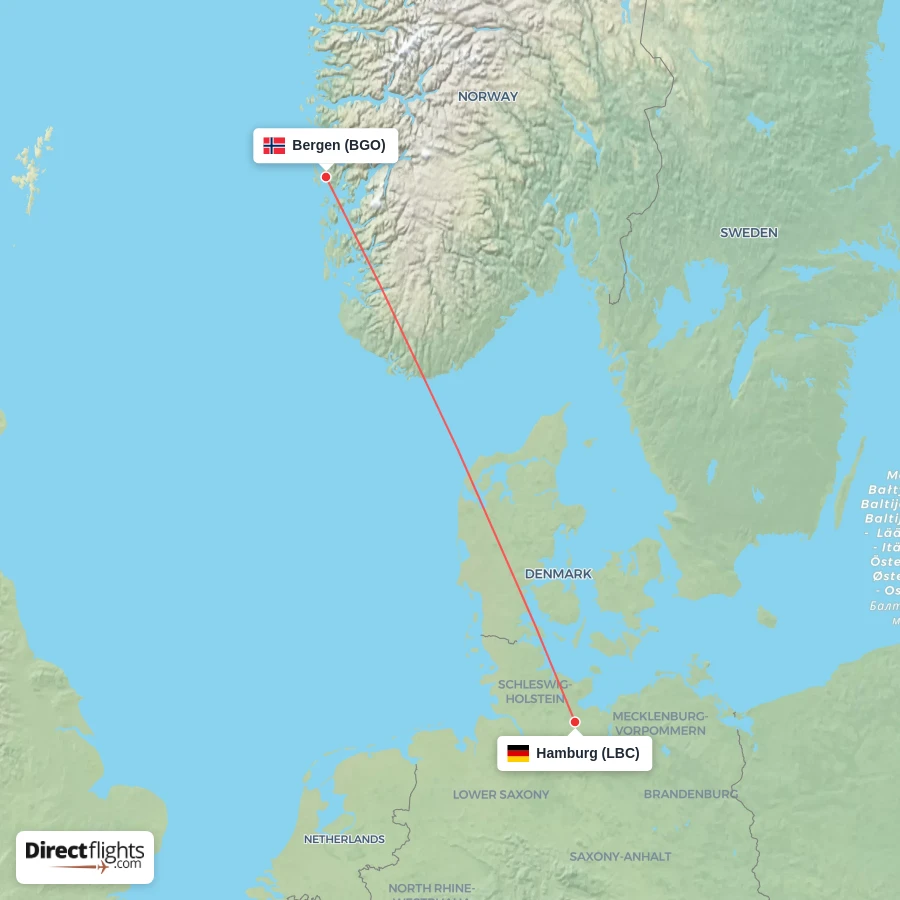 BGO - LBC route map
