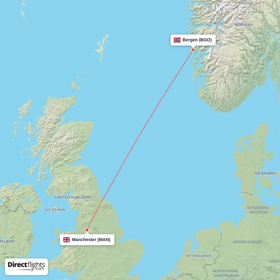BGO - MAN route map