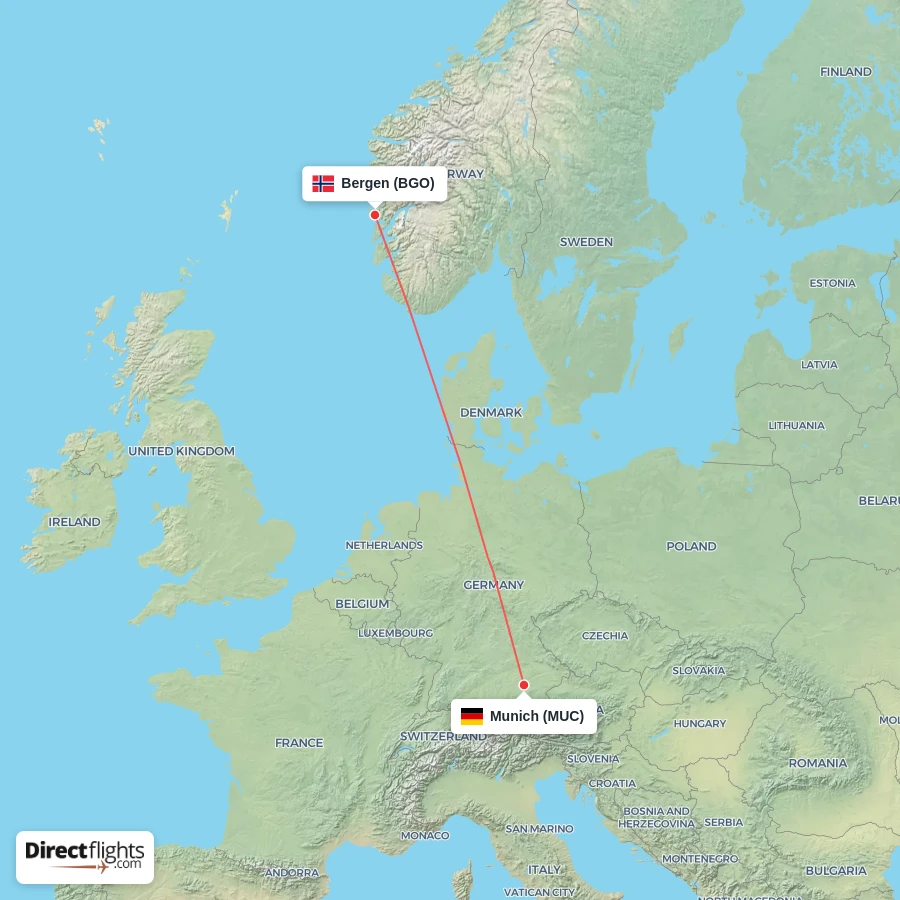 BGO - MUC route map