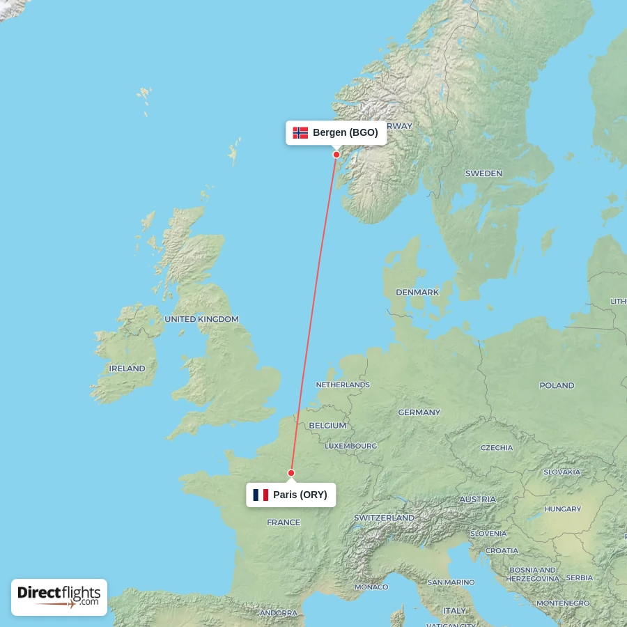 BGO - ORY route map