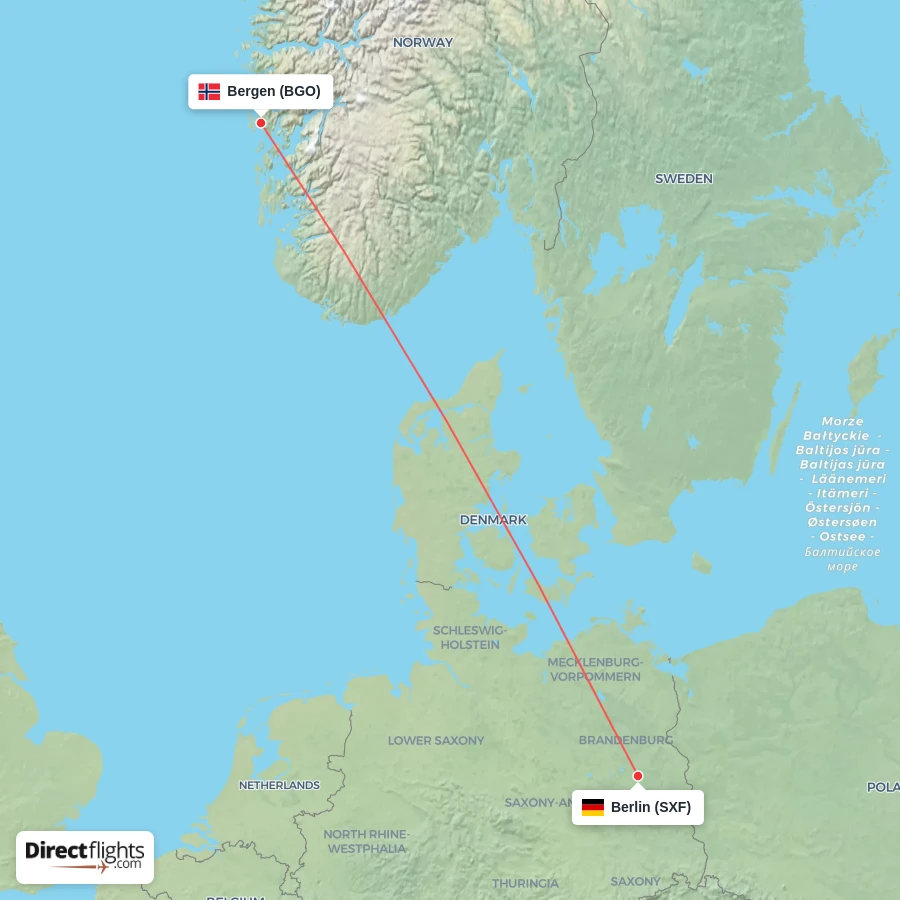 BGO - SXF route map