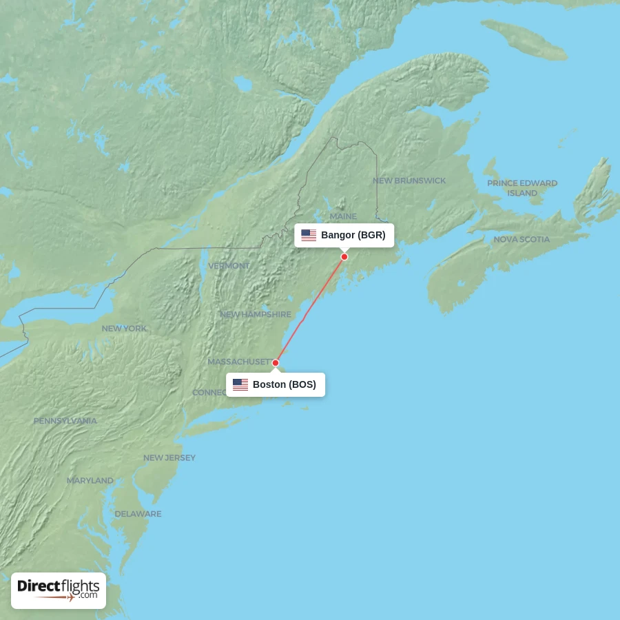 BGR - BOS route map