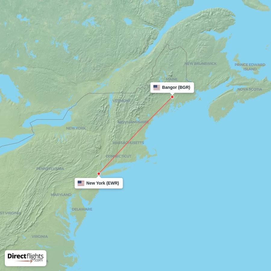 BGR - EWR route map