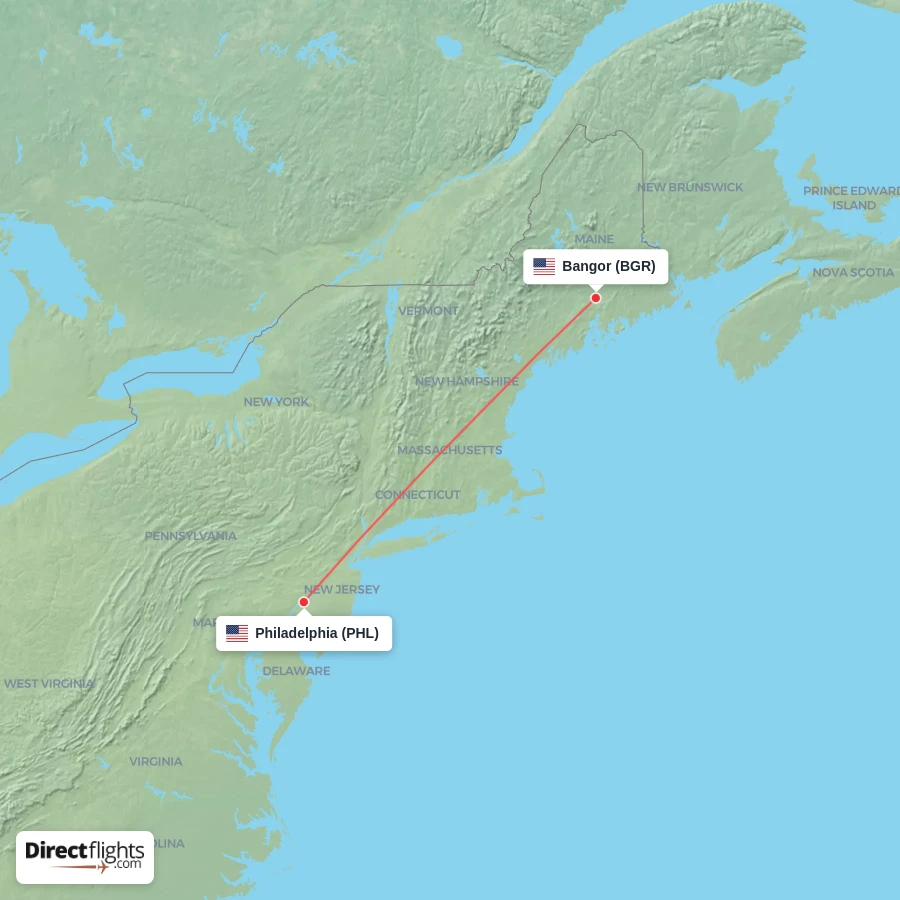 BGR - PHL route map