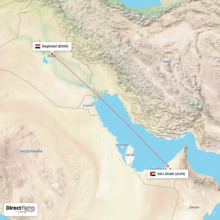 BGW - AUH route map
