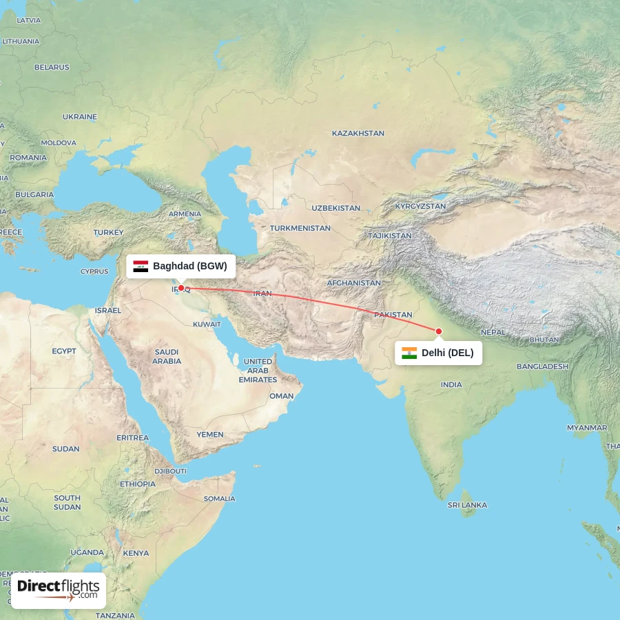 BGW - DEL route map